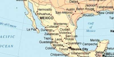 Mapa ng timog Mexico