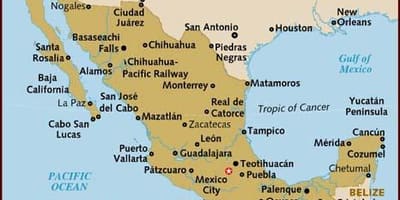 Mapa ng Mexico-mga turista